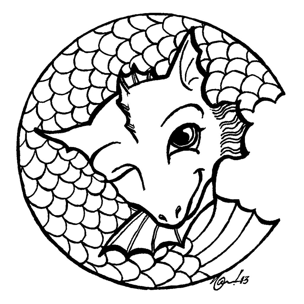 Line drawing of Chessie sea monster in a C shape